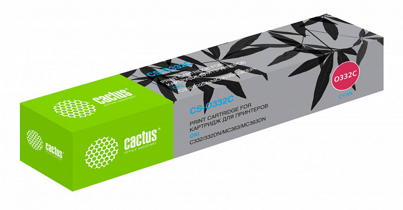 Картридж лазерный Cactus 46508735 CS-O332C 46508735 голубой (3000стр.) для Oki C332/MC363