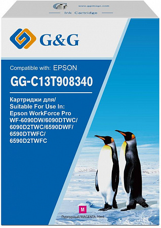 Картридж струйный G&G GG-C13T908340 пурпурный (70мл) для Epson WorkForce Pro WF-6090DW/6090DTWC/6090D2TWC/6590DWF