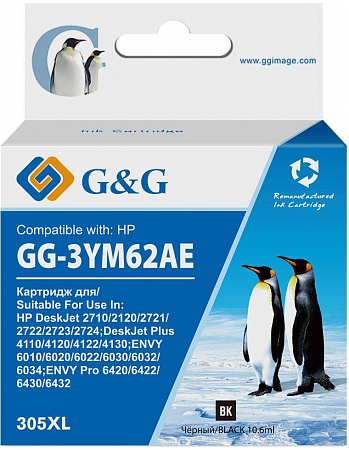 Картридж струйный G&amp;G GG-3YM62AE 305XL черный (10.6мл) для HP DeskJet 2320/2710/2720