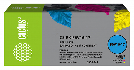 Заправочный набор Cactus CS-RK-F6V16-17 многоцветный набор 5x30мл для HP DJ 1110/1111/1112/2130/2131