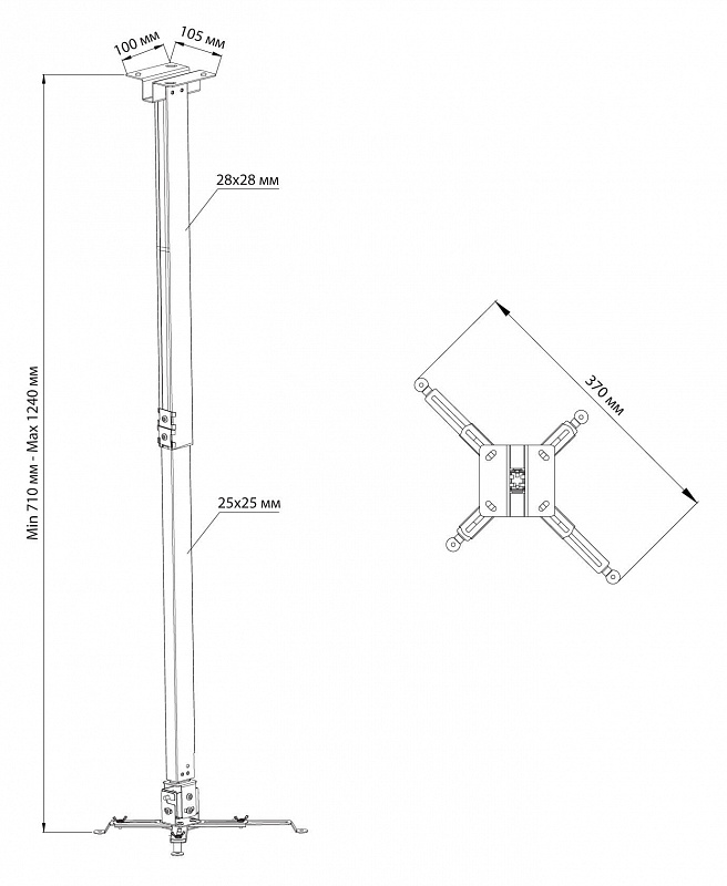 Кронштейн для проектора Cactus CS-VM-PRE03-WT белый макс.20кг настенный и потолочный поворот и наклон