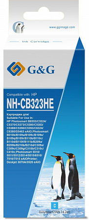 Картридж струйный G&G NH-CB323HE голубой (14.2стр.) для HP Photosmart B8553/C5324/C5370/C5373/C5380/C5383