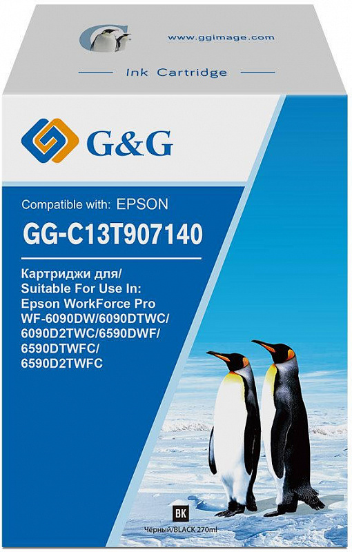 Картридж струйный G&amp;G GG-C13T907140 черный (270мл) для Epson WorkForce Pro WF-6090DW/6090DTWC/6090D2TWC/6590DWF