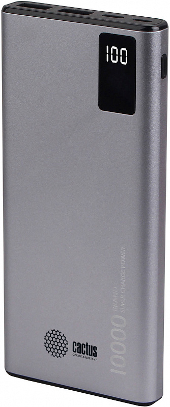 Мобильный аккумулятор Cactus CS-PBFSLT-10000 10000mAh 3A серый