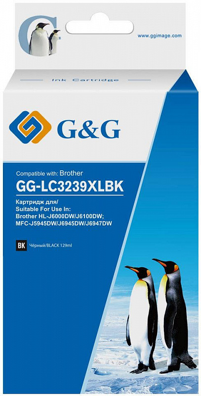 Картридж струйный G&amp;G GG-LC3239XLBK черный (129мл) для Brother HL-J6000DW/J6100DW