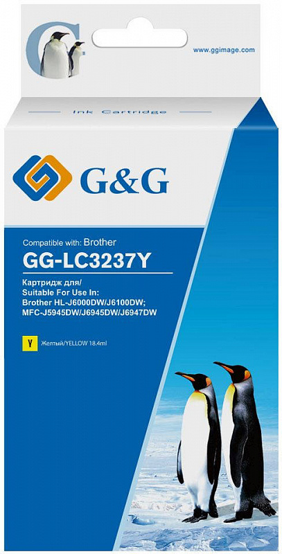 Картридж струйный G&amp;G GG-LC3237Y желтый (18.4мл) для Brother HL-J6000DW/J6100DW