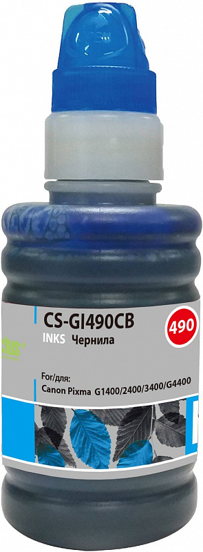 Чернила Cactus CS-GI490CB GI-490 голубой 100мл для Canon Pixma G1400/G2400/G3400