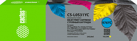 Картридж струйный Cactus CS-L0S31YC 976YC желтый (245мл) для HP PageWide P55250dw/ P57750dw MFP Managed