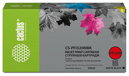 Картридж струйный Cactus CS-PFI320MBK PFI-320MBK черный матовый (300мл) для Canon imagePROGRAF TM-200/TM-200 MFP L24ei/TM-205/TM-300