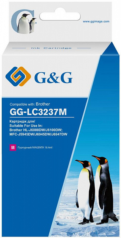 Картридж струйный G&amp;G GG-LC3237M пурпурный (18.4мл) для Brother HL-J6000DW/J6100DW