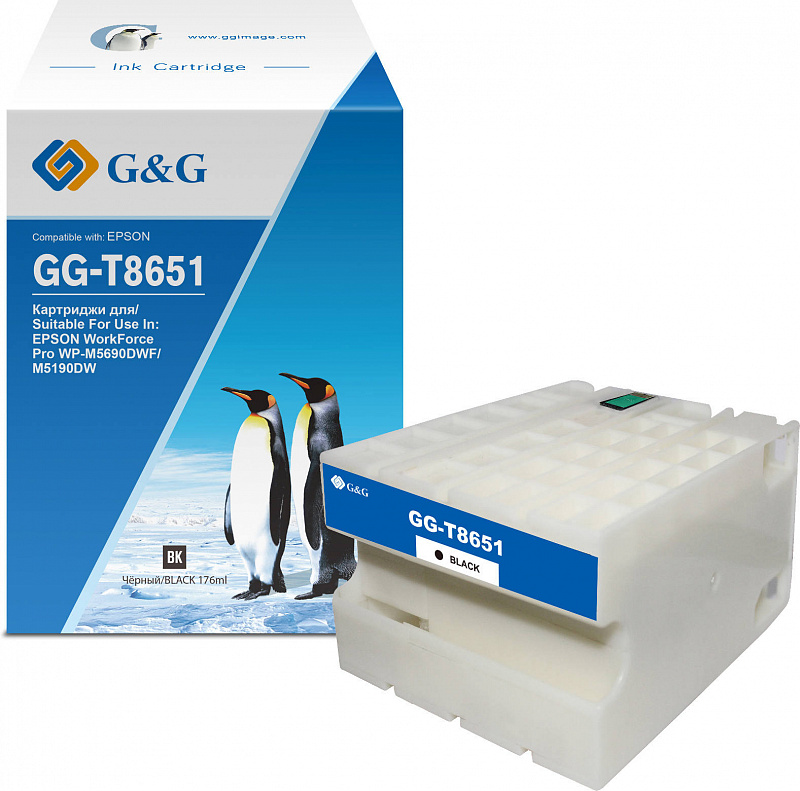 Картридж струйный G&amp;G GG-C13T865140 T8651 черный (176мл) для Epson WorkForce Pro WF-M5690DWF/M5190DW