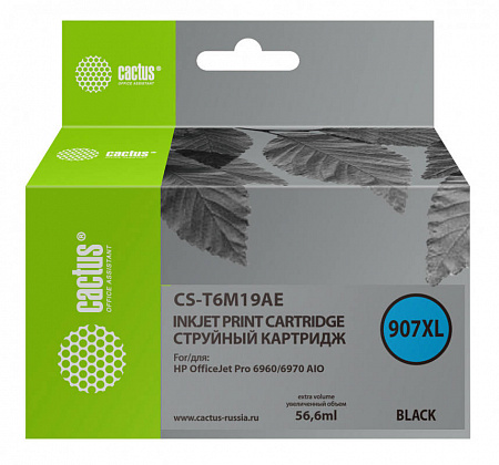 Картридж струйный Cactus CS-T6M19AE №907XL черный (56.6мл) для HP OJP 6950/6960/6970