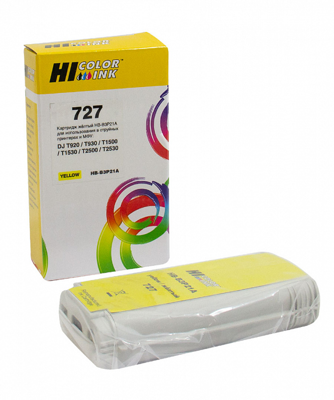 Картридж Hi-Black (B3P21A) для HP DJ T920/T1500, Yellow, №727, 130 мл