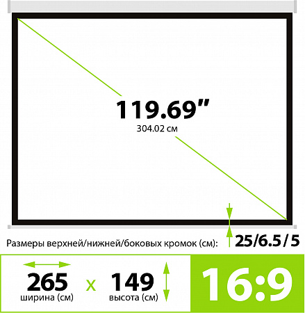 Экран Cactus 149.4x265.7см Wallscreen CS-PSW-149x265 16:9 настенно-потолочный рулонный белый