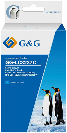 Картридж струйный G&G GG-LC3237C голубой (18.4мл) для Brother HL-J6000DW/J6100DW