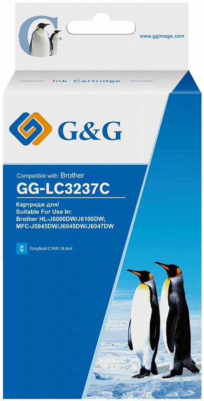 Картридж струйный G&amp;G GG-LC3237C голубой (18.4мл) для Brother HL-J6000DW/J6100DW