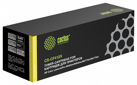 Картридж лазерный Cactus CS-CF412X CF412X желтый (5000стр.) для HP CLJ Pro M452dn/ M452dw/M477fdn/M477fdw