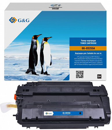 Картридж лазерный G&amp;G GG-CE255A черный (6000стр.) для HP LJ Enterprise MFP M525c/P3015n/LJ Pro M521dn MFP/M521dw MFP