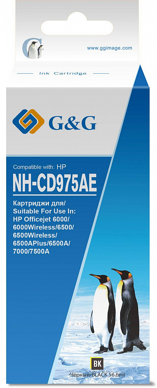 Картридж струйный G&amp;G NH-CD975AE черный (56.6мл) для HP Officejet 6000/6000Wireless/6500/6500Wireless