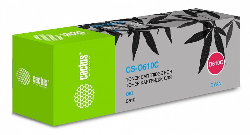 Картридж лазерный Cactus CS-O610C 44315323 голубой (6000стр.) для Oki C610