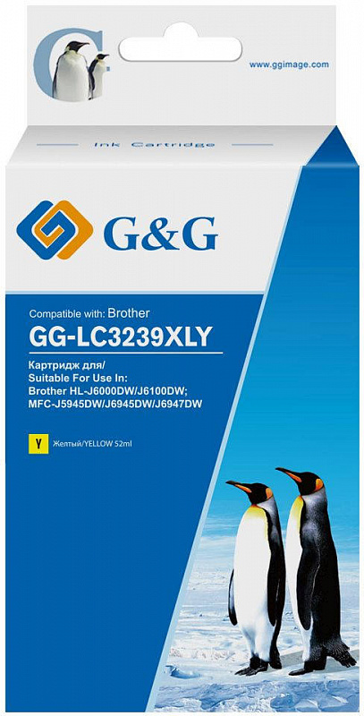 Картридж струйный G&amp;G GG-LC3239XLY желтый (52мл) для Brother HL-J6000DW/J6100DW