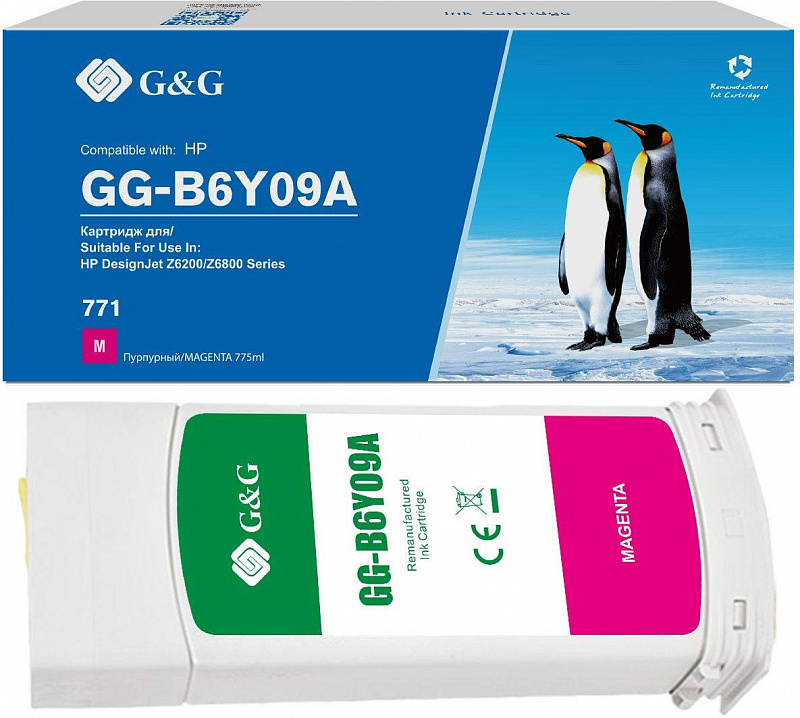 Картридж струйный G&amp;G GG-B6Y09A 771C пурпурный (775мл) для HP DesignJet Z6200