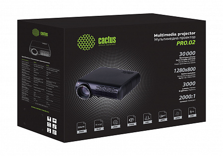 Проектор Cactus CS-PRO.02WT.WXGA LCD 3000Lm (1280x800) 2000:1 ресурс лампы:30000часов 2xUSB typeA 2xHDMI 4.2кг