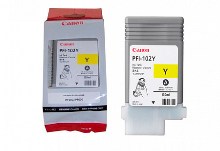 Картридж PFI-102Y Canon iPF500/ iPF600/iPF610/iPF700, 130мл (O) Yellow 0898B001