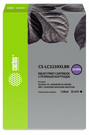 Картридж струйный Cactus CS-LC3239XLBK черный (129мл) для Brother HL-J6000DW/J6100DW